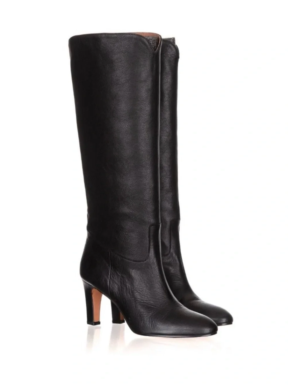 ba&sh Black Leather Knee-High Heeled Boots